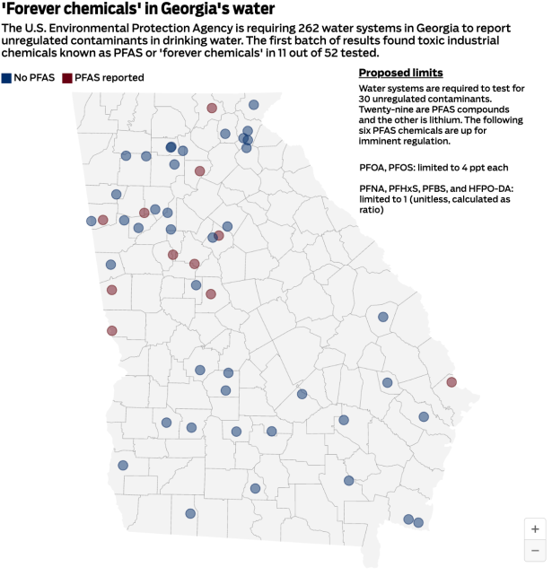 Toxic PFAS 'forever chemicals' found in drinking water across Georgia -  PFAS Central